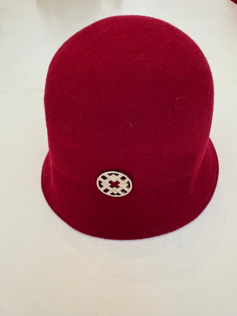 Jaclyn Smith Women's 100% Felted Wool Red Cloche Hat One Size Downton Abbey